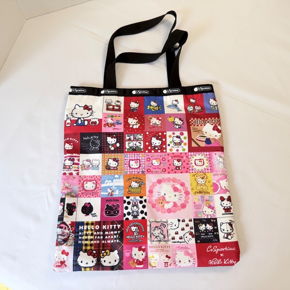LeSportsac Hello Kitty 50th Anniversary Tote Bag Womens OS Multi Excellent Patch - Picture 2 of 16